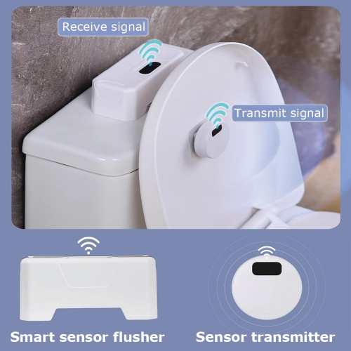 Automatic Touchless Sensor Toilet Flusher Kit,External Infrared Sensor Toilet Flusher for Toilets, Powered Toilet Flusher