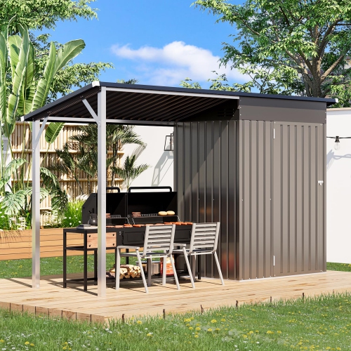 AECOJOY 2-in-1 Outdoor Open-Sided Storage Shed, 3x5 Sheds & Outdoor Storage with 15 Sq. Ft Covered