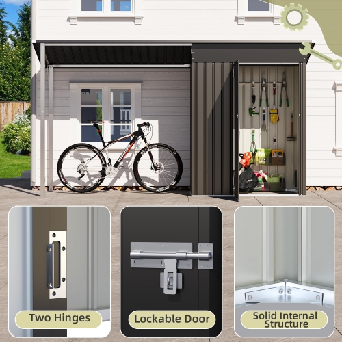 AECOJOY 2-in-1 Outdoor Open-Sided Storage Shed, 3x5 Sheds & Outdoor Storage with 15 Sq. Ft Covered