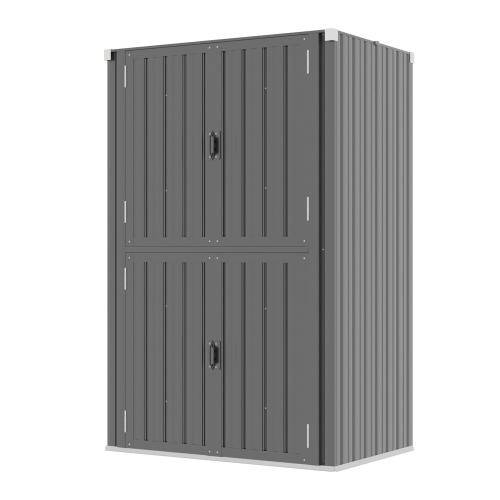 AECOJOY Outdoor Storage Cabinet Weatherproof, Lockable Large Vertical Storage Shed with Shelves, Grey