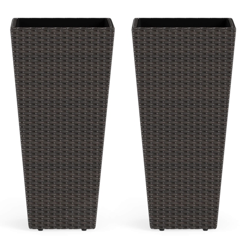 Ensemble de 2 pots de fleurs de 30 po de hauteur avec base ouverte et sac de terre non tissé de Costway