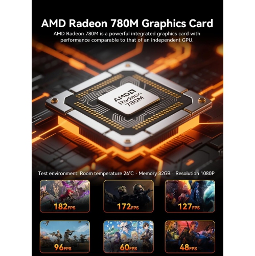 GMKtec K12 Gaming Mini PC Oculink AMD Ryzen 7 H 255 32GB DDR5 RAM 1TB SSD, Desktop Computer Radeon 780M Graphics, 3X M.2 2280 Storage Expansion, Dual