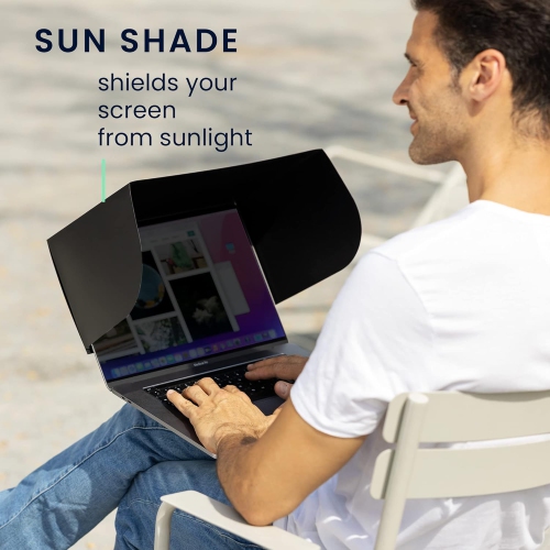 K Sun Shield - Shade for Computer Screen Glare Protection for Outdoor Working - Laptop Visor Cover - for 15 Laptops