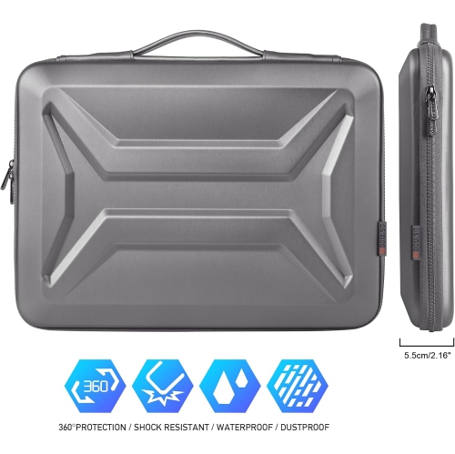 15.6 Inch Laptop Sleeve Rugged Case Waterproof Hard Shell Protective Bag Fits Most 15-15.6 Laptops/Macbook Pro/Lenovo IdeaPad/HP ENVY/Dell XPS, Silver
