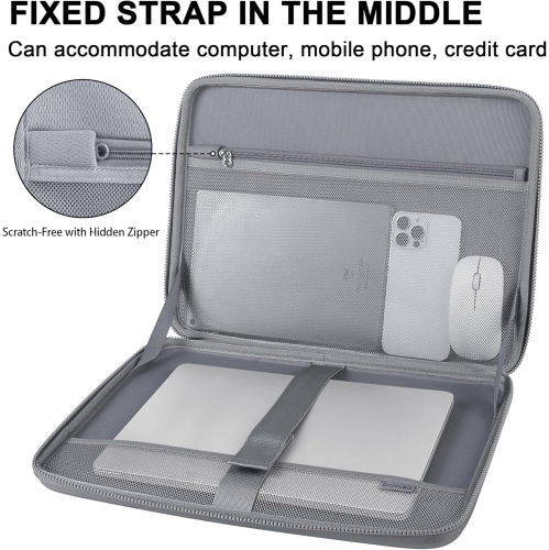 15.6 Inch Laptop Sleeve Rugged Case Waterproof Hard Shell Protective Bag Fits Most 15-15.6 Laptops/Macbook Pro/Lenovo IdeaPad/HP ENVY/Dell XPS, Silver