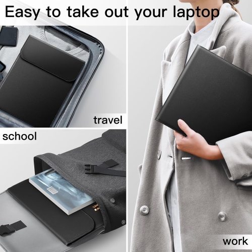 J Slim Laptop Sleeve for MacBook Pro 14-Inch(M4/M3/M2/M1, 2021-2024), PU Leather Case with Magnetic Closure