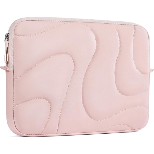 B Puffer Tote Bag for Women Lightweight Nylon Puffy Quilted Carryall Hobo Shoulder Purse 13in Pink