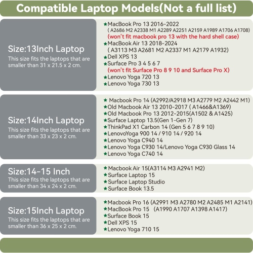 B PU Leather Laptop Sleeve Compatible with New 14 inch MacBook Pro A2992 A2918 A2442,Old MacBook Pro Air 13, Surface Laptop 13.5, Thinkpad X1 Carbon