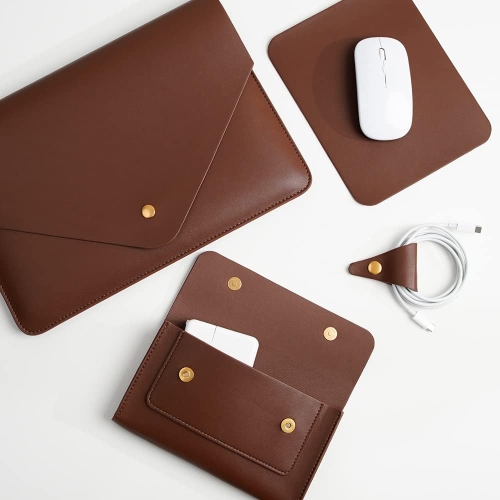 B PU Leather Laptop Sleeve Compatible with New 14 inch MacBook Pro A2992 A2918 A2442,Old MacBook Pro Air 13, Surface Laptop 13.5, Thinkpad X1 Carbon