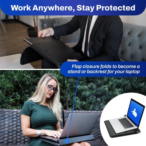 D E M F Laptop Shield – Slim Laptop Sleeve 15.6 Inch with Multi-Layer Wireless Signal Reduction Technology – Vegan Leather Computer Sleeve with