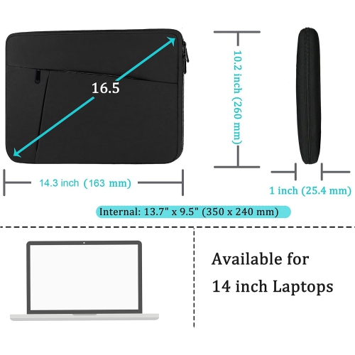 Laptop Sleeve case 14 inch, Protective Soft Padded Computer Carrying Bag Durable Laptop Cover Compatible with 14 MacBook HP Lenovo Dell ASUS Acer
