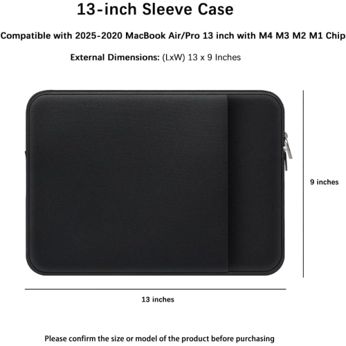 Laptop Sleeve for MacBook Air/Pro 13 inches M4 M3 M2 M1 Chip 2025-2020 Model A3240 A3113 A2681 A2337 A2338 with 2 Pockets Tablet Bag Case Accessories