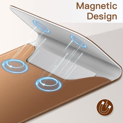 J Slim Laptop Sleeve for MacBook Pro 14-Inch(M4/M3/M2/M1, 2021-2024), PU Leather Case with Magnetic Closure