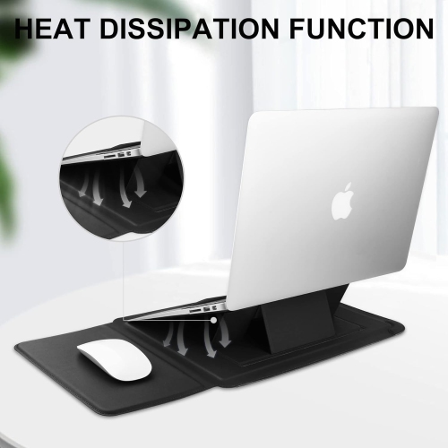 H 14 Inch Laptop Sleeve Case Leather Bag with Stand Compatible with Mac Pro 14 2021/ASUS Vivobook 14/HP Pavilion X360/IdeaPad 14/Dell HP ASUS Acer