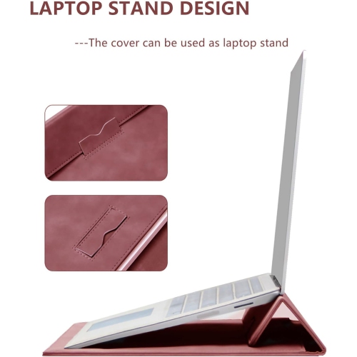 M 15 Slim Laptop Case Sleeve for Samsung Galaxy Book 15.6, MacBook Air 15.3/Pro 16.2, Microsoft Surface Laptop 15.6, Leather Case with Stand for 15