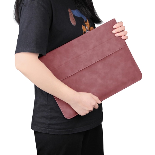 M 15 Slim Laptop Case Sleeve for Samsung Galaxy Book 15.6, MacBook Air 15.3/Pro 16.2, Microsoft Surface Laptop 15.6, Leather Case with Stand for 15