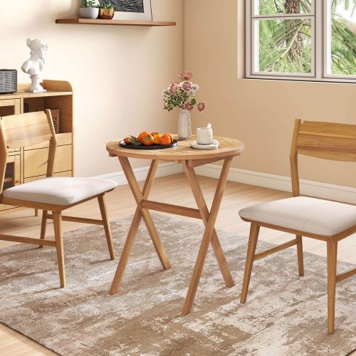 Table d'appoint extérieure avec table à lattes et table basse à structure en X de Costway