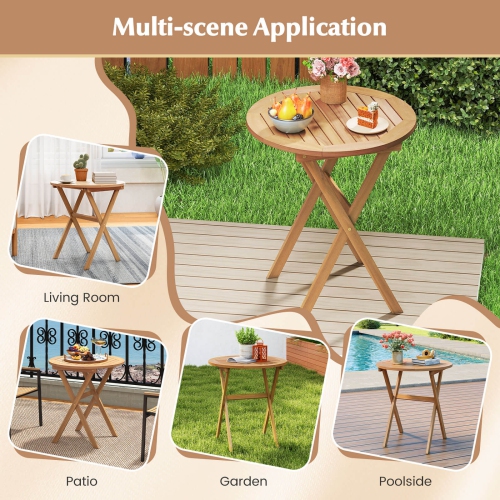 Table d'appoint extérieure avec table à lattes et table basse à structure en X de Costway