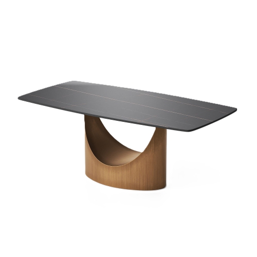 POVISON Hobart - Rectangular Sintered Stone Dining Table 63" with Black and Bronze