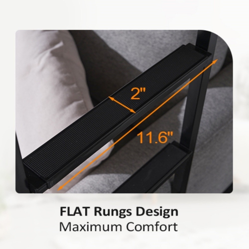 Karl Home Space-Saving Metal Twin Loft Bed Frame with Stairs Full-Length Guardrail Black