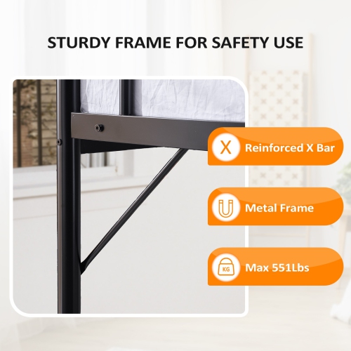 Karl Home Space-Saving Metal Twin Loft Bed Frame with Stairs Full-Length Guardrail Black