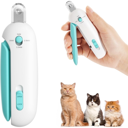 Cat Nail Clipper with Adjustable 3-Size Trimming Hole & Hidden Nail File,Toenail Trimmer for Kittens & Indoor Cats,Anti-Splash Claw Cutter for Cats