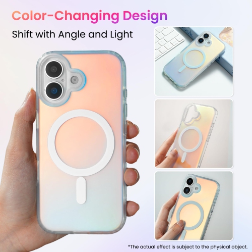 ORNARTO for iPhone 17 Case,[Compatible with MagSafe],Holographic Iridescent Magnetic Cover,Shockproof Protective Rainbow Phone Case for iPhone 17