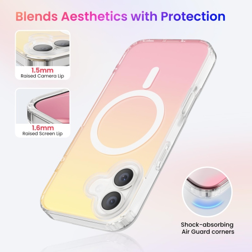 ORNARTO for iPhone 17 Case,[Compatible with MagSafe],Holographic Iridescent Magnetic Cover,Shockproof Protective Rainbow Phone Case for iPhone 17