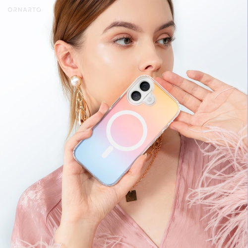 ORNARTO for iPhone 17 Case,[Compatible with MagSafe],Holographic Iridescent Magnetic Cover,Shockproof Protective Rainbow Phone Case for iPhone 17