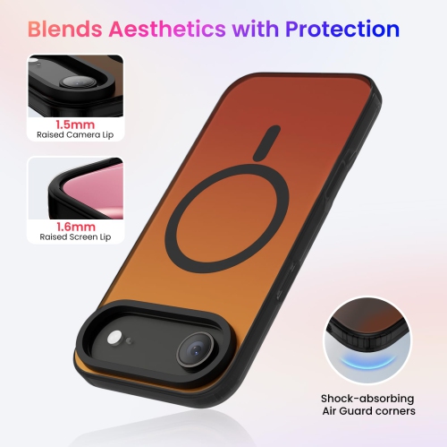 Étui ORNARTO pour iPhone Air,[Compatible avec MagSafe], couverture magnétique iridescente holographique, étui de protection antichoc arc-en-ciel pour