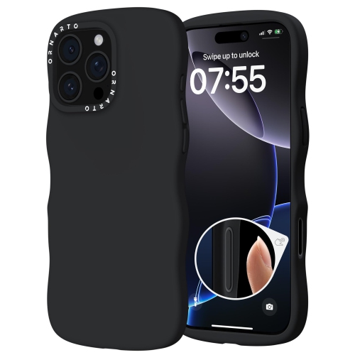 ORNARTO for iPhone 16 Pro Max Case – Curly Wave Edge | Compatible with MagSafe | Shockproof Liquid Silicone 3 Layers Full Covered Soft Protective