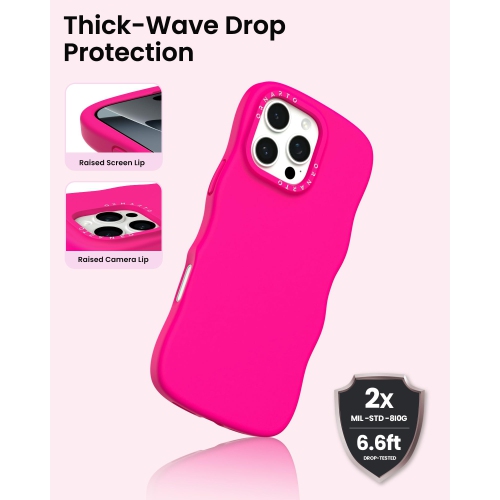 ORNARTO for iPhone 16 Pro Max Case – Curly Wave Edge | Compatible with MagSafe | Shockproof Liquid Silicone 3 Layers Full Covered Soft Protective