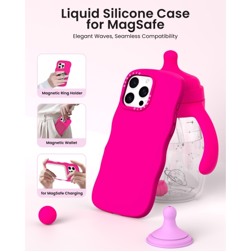 ORNARTO for iPhone 16 Pro Max Case – Curly Wave Edge | Compatible with MagSafe | Shockproof Liquid Silicone 3 Layers Full Covered Soft Protective