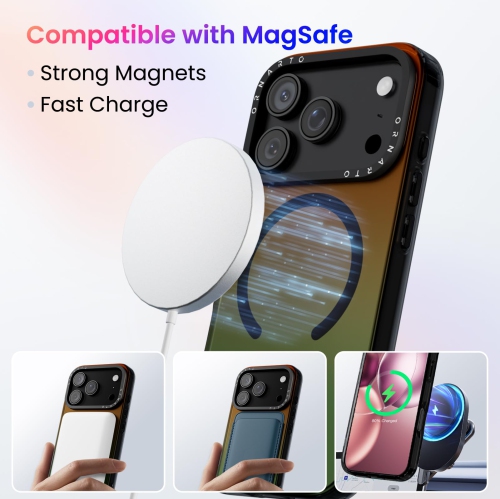 Étui ORNARTO pour iPhone 17 Pro,[Compatible avec MagSafe], couverture magnétique iridescente holographique, étui de protection antichoc arc-en-ciel
