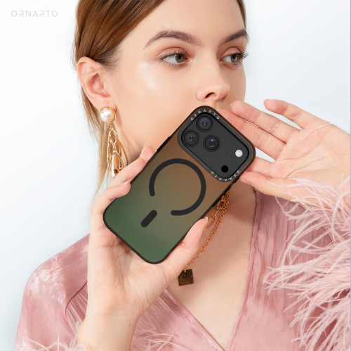 Étui ORNARTO pour iPhone 17 Pro,[Compatible avec MagSafe], couverture magnétique iridescente holographique, étui de protection antichoc arc-en-ciel