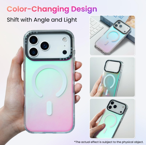 Étui ORNARTO pour iPhone 17 Pro Max,[Compatible avec MagSafe], Étui magnétique iridescent holographique, Étui de protection antichoc Rainbow pour