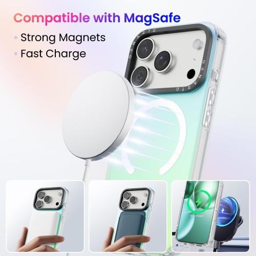 Étui ORNARTO pour iPhone 17 Pro Max,[Compatible avec MagSafe], Étui magnétique iridescent holographique, Étui de protection antichoc Rainbow pour