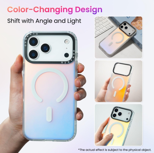 ORNARTO for iPhone 17 Pro Max Case,[Compatible with MagSafe],Holographic Iridescent Magnetic Case,Shockproof Protective Rainbow Phone Case for iPhone