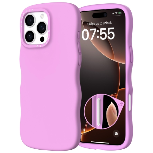 Étui ORNARTO pour iPhone 16 Pro – Curly Wave Edge | Compatible avec MagSafe | Étui souple en silicone liquide antichoc pour iPhone 16 Pro-Cherry