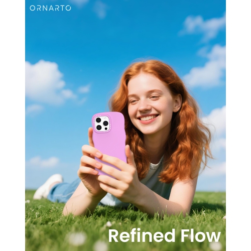 Étui ORNARTO pour iPhone 16 Pro – Curly Wave Edge | Compatible avec MagSafe | Étui souple en silicone liquide antichoc pour iPhone 16 Pro-Cherry