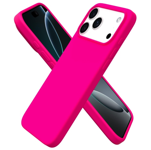 ORNARTO Compatible with iPhone 17 Pro Max Case,Slim Liquid Silicone Shockproof Protective Phone Case 6.9" with Anti-Scratch Microfiber Lining-Hot Pink