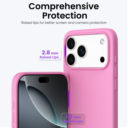 ORNARTO Compatible with iPhone 17 Pro Max Case,Slim Liquid Silicone Shockproof Protective Phone Case 6.9" with Anti-Scratch Microfiber Lining-Peach