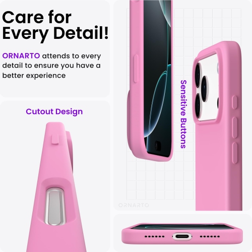 ORNARTO Compatible with iPhone 17 Pro Max Case,Slim Liquid Silicone Shockproof Protective Phone Case 6.9" with Anti-Scratch Microfiber Lining-Peach