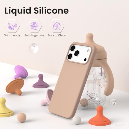 ORNARTO Compatible avec l'étui pour iPhone 17 Pro Max, étui protecteur mince en silicone liquide antichoc pour téléphone 6,9 po avec doublure en