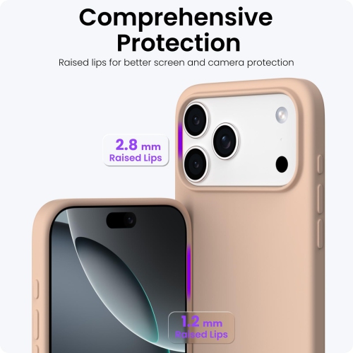 ORNARTO Compatible avec l'étui pour iPhone 17 Pro Max, étui protecteur mince en silicone liquide antichoc pour téléphone 6,9 po avec doublure en