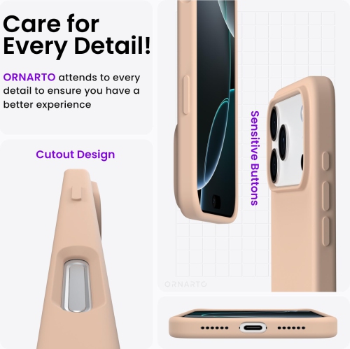 ORNARTO Compatible avec l'étui pour iPhone 17 Pro Max, étui protecteur mince en silicone liquide antichoc pour téléphone 6,9 po avec doublure en