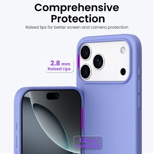 ORNARTO Compatible with iPhone 17 Pro Max Case,Slim Liquid Silicone Shockproof Protective Phone Case 6.9" with Anti-Scratch Microfiber Lining-Ice Blue