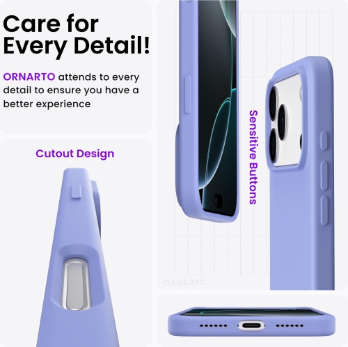 ORNARTO Compatible with iPhone 17 Pro Max Case,Slim Liquid Silicone Shockproof Protective Phone Case 6.9" with Anti-Scratch Microfiber Lining-Ice Blue