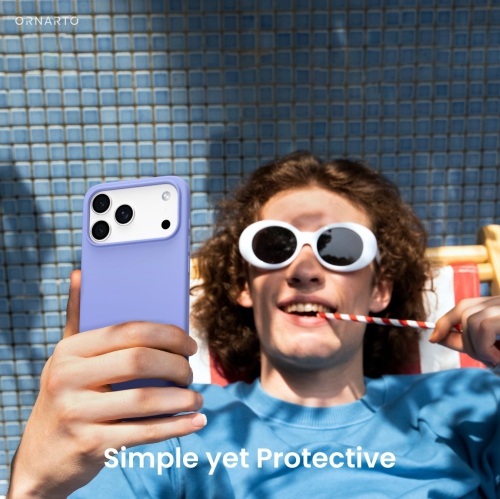 ORNARTO Compatible with iPhone 17 Pro Max Case,Slim Liquid Silicone Shockproof Protective Phone Case 6.9" with Anti-Scratch Microfiber Lining-Ice Blue