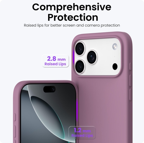 ORNARTO Compatible avec l'étui pour iPhone 17 Pro Max, étui protecteur mince en silicone liquide antichoc pour téléphone 6,9 po avec doublure en